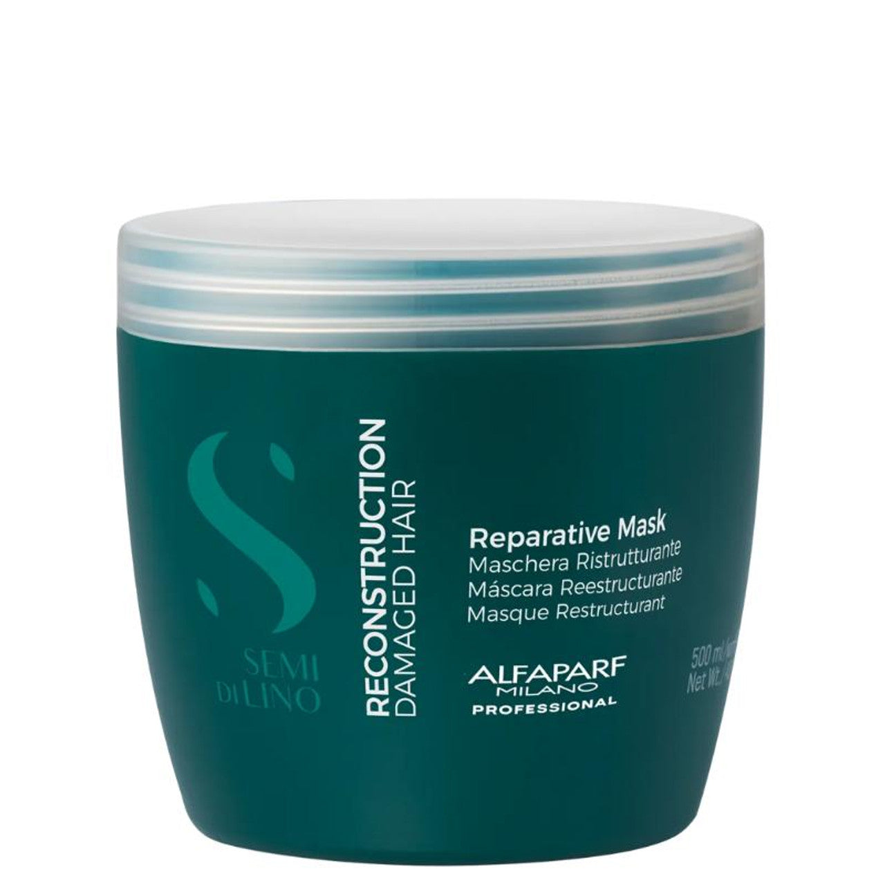 Alfaparf Semi Di Lino reparative hair mask jar close up