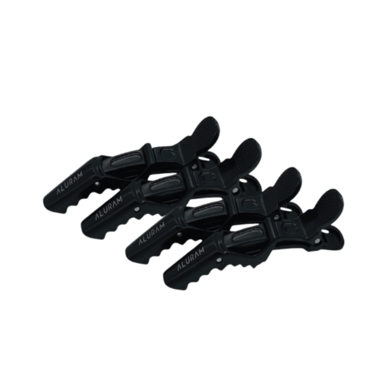 Aluram black alligator hair clips pack of 4 for secure sectioning