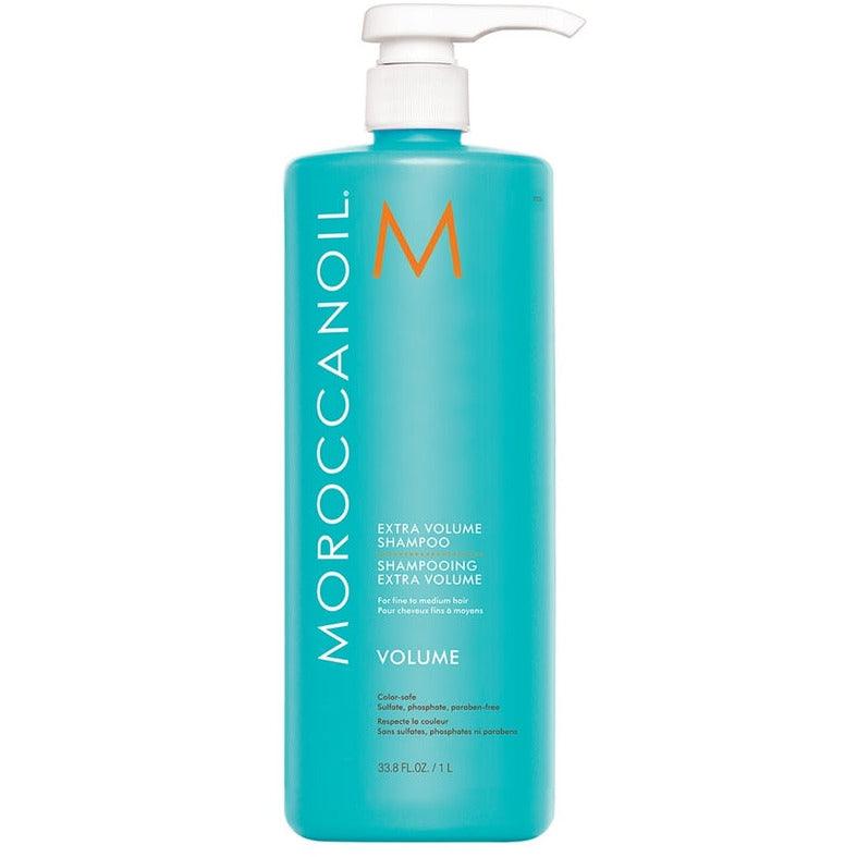 Moroccanoil extra volume shampoo gently cleanses and adds fullness