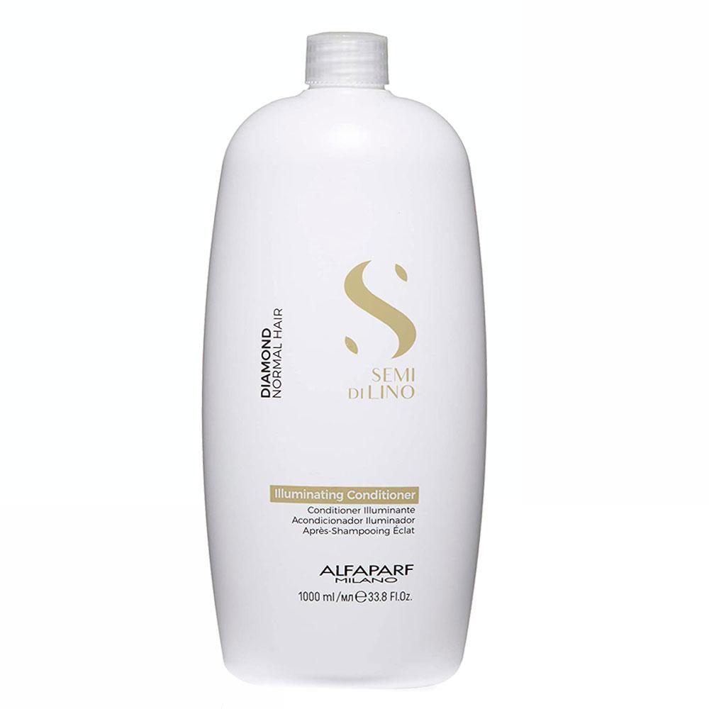 Close up of Alfaparf Semi Di Lino Diamond conditioner bottle