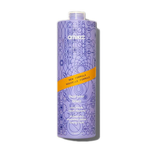 Amika bust your brass shampoo neutralizes brassy yellow tones