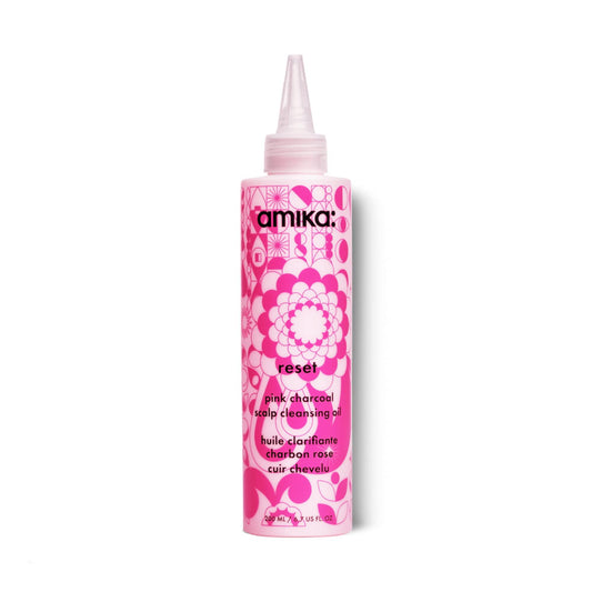 Amika reset pink charcoal scalp cleansing oil detoxifies buildup