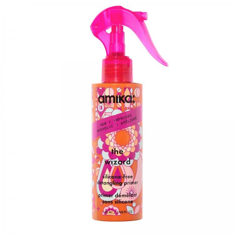 Amika The Wizard silicone-free primer detangles and hydrates hair