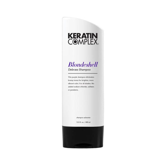 Keratin Complex Blondeshell Shampoo neutralizes brassy tones in blonde hair