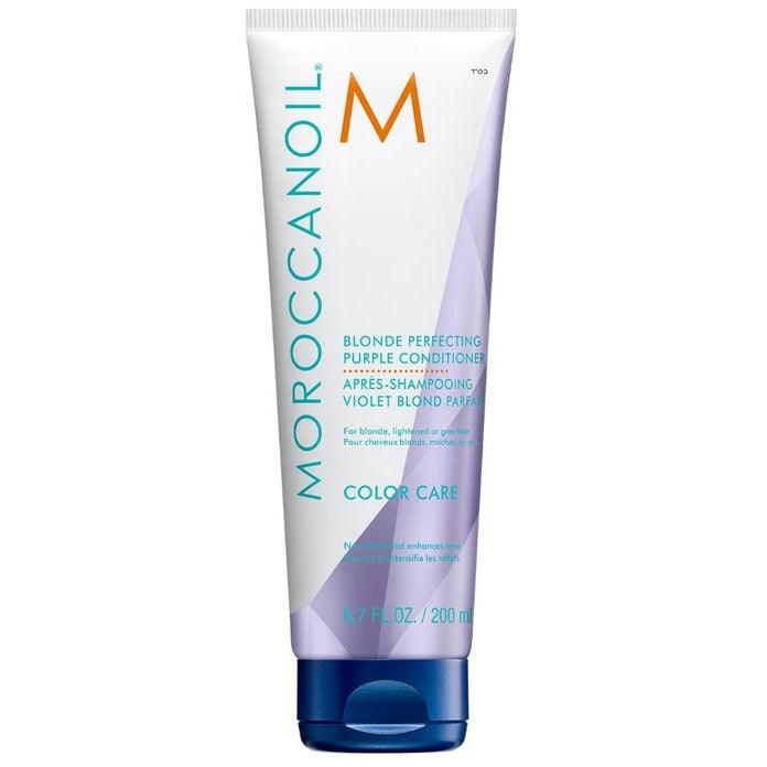 Moroccanoil blonde perfecting purple conditioner softens and neutralizes brass