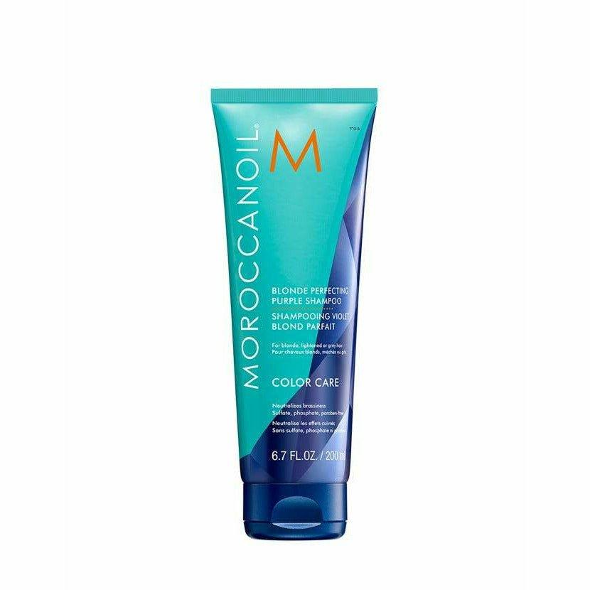 Moroccanoil blonde perfecting purple shampoo neutralizes yellow tones