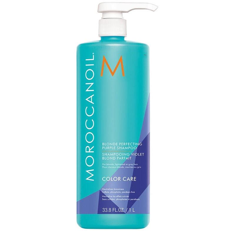 Moroccanoil purple shampoo maintains cool blonde hair color